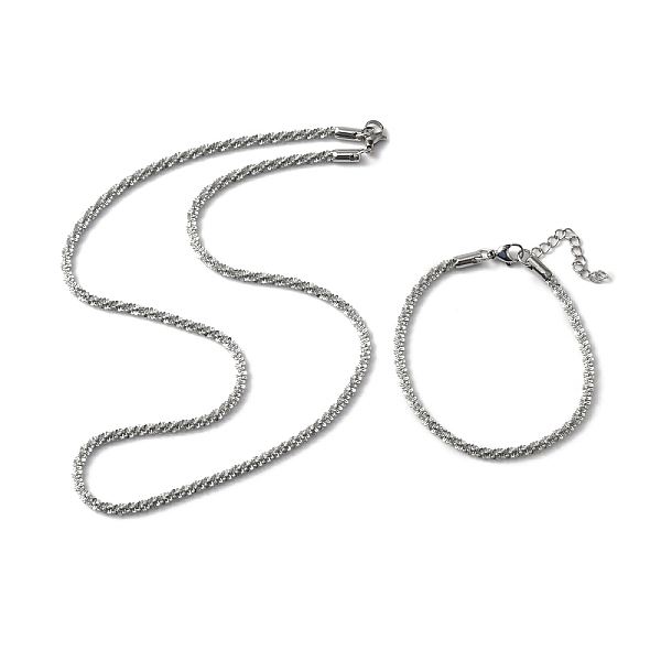 

PandaHall 304 Stainless Steel Link Chain Bracelets & Necklaces, Jewelry Set for Men Women, Stainless Steel Color, 17-3/4 inch(45cm), 6-3/4...
