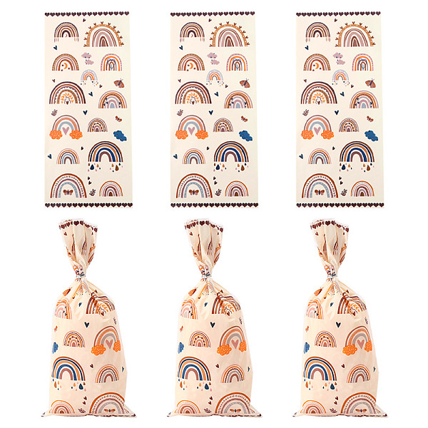 

PandaHall Rainbow Plastic Cookies Pouches, Candy Wrapping Bag, Rectangle, PapayaWhip, 27.5x12.5cm Plastic Rainbow Orange