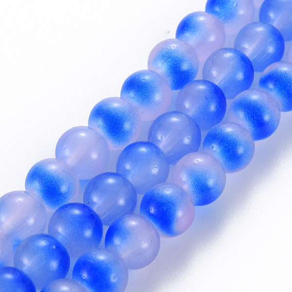 

PandaHall Spray Painted Glass Beads Strands, Round, Lavender, 8x7.5mm, Hole: 1.4mm, about 50~51pcs/strand, 14.57~14.96 inches(37~38cm) Glass..., Purple