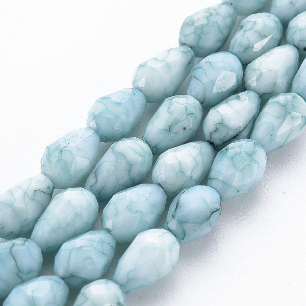 

PandaHall Opaque Baking Painted Crackle Glass Beads Strands, Teardrop, Faceted, Pale Turquoise, 10.5~12x8mm, Hole: 1.5mm, about...