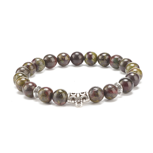Natural Dragon Blood Stretch Bracelet With Alloy Beads