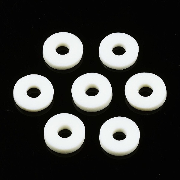 

PandaHall Eco-Friendly Handmade Polymer Clay Beads, Disc/Flat Round, Heishi Beads, Light Goldenrod Yellow, 6x1mm, Hole: 2mm, about..., White