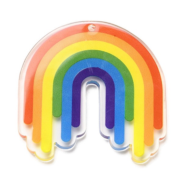 

PandaHall Acrylic Pendants, Rainbow, Colorful, 41.5x41.5x2.5mm, Hole: 2mm Acrylic Rainbow