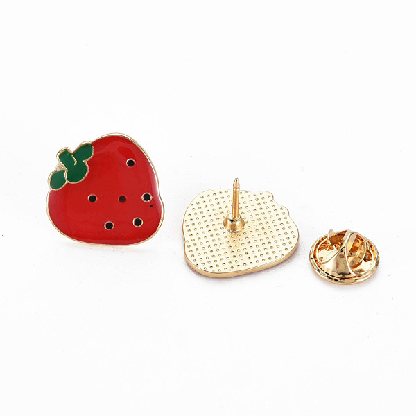 

PandaHall Strawberry Enamel Pin, Fruit Alloy Brooch for Backpack Clothes, Cadmium Free & Lead Free, Light Gold, Red, 20.5x19.5x12mm, Pin...