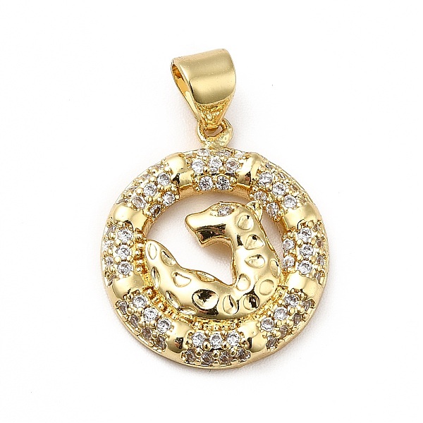 

PandaHall Brass Micro Pave Clear Cubic Zirconia Pendants, Ring with Cheetah Charm, Real 18K Gold Plated, Clear, 19x16x3mm, Hole: 3.5x4.5mm...