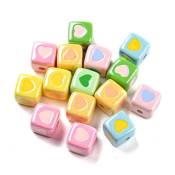 

PandaHall Opaque Colourful Acrylic Enamel Beads, Cube with Heart Beads, Mixed Color, 12.6x15.9x15.9mm, Hole: 3.5mm Acrylic Cube Multicolor