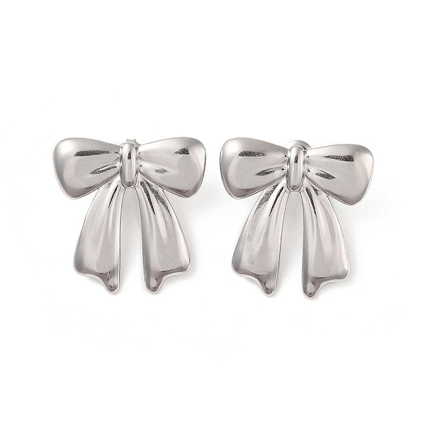 

PandaHall Bowknot 304 Stainless Steel Stud Earrings for Women, Stainless Steel Color, 30x29mm 304 Stainless Steel Bowknot