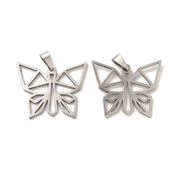 

PandaHall 201 Stainless Steel Pendants, Butterfly Charm, Stainless Steel Color, 22.5x27.8x1.5mm, Hole: 6.5x3mm 201 Stainless Steel Butterfly