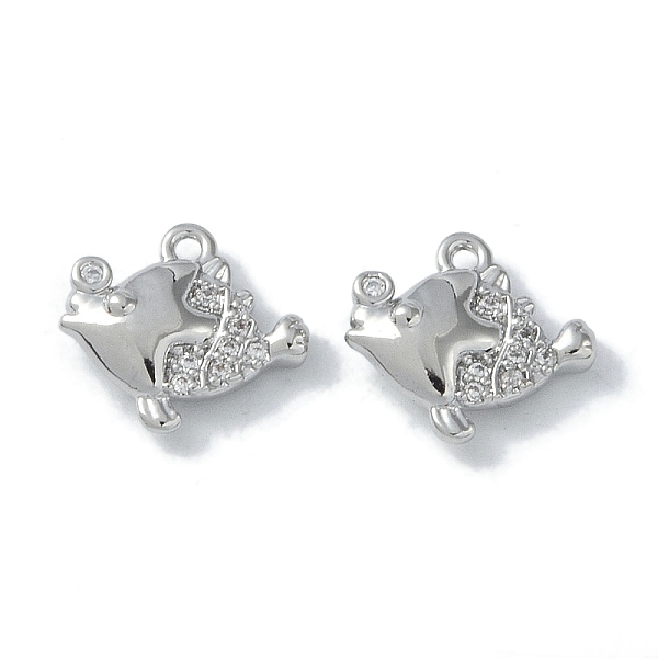 

PandaHall Ocean Collection Theme Jewelry, Brass with Cubic Zirconia Charms, Real Platinum Plated, Fish, 10x11x3mm, Hole: 1.2mm Brass+Cubic..., Clear
