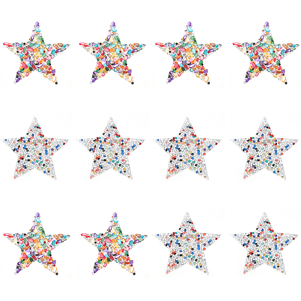 PandaHall CHGCRAFT 12Pcs 2 Style Star Shape Hotfix Rhinestone, Plastic & Resin Rhinestone Appliques, Costume Accessories, Sewing Craft...