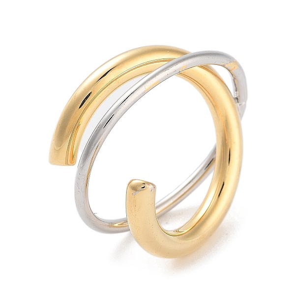 

PandaHall Brass Criss Cross Open Cuff Ring for Women, Real 18K Gold Plated & Platinum, Inner Diameter: 17mm Brass