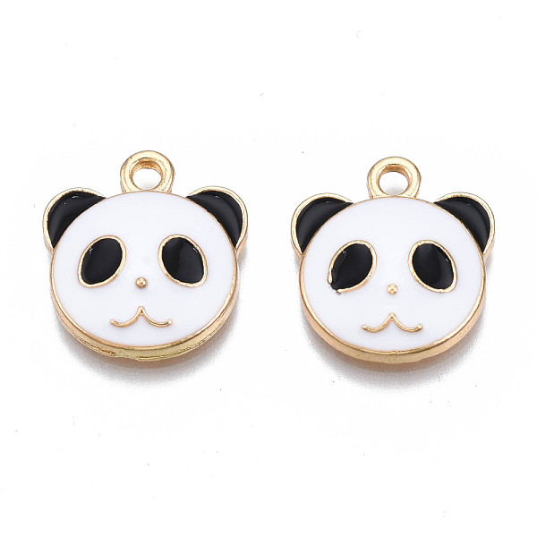 

PandaHall Alloy Enamel Pendants, Cadmium Free & Nickel Free & Lead Free, Light Gold, Panda Head, Black & White, 17x16x4mm, Hole: 2mm...