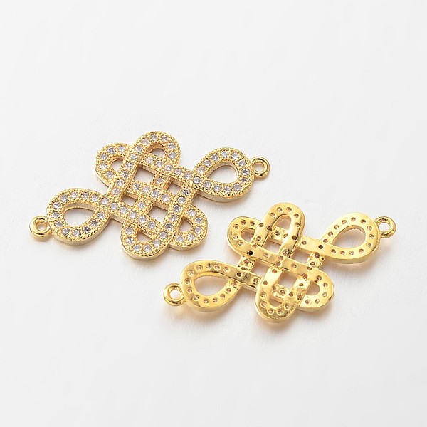 

PandaHall Chinese Knot Brass Micro Pave Cubic Zirconia Links, Clear, Lead Free & Nickel Free, Golden, 32x15x2mm, Hole: 1mm Brass+Cubic...