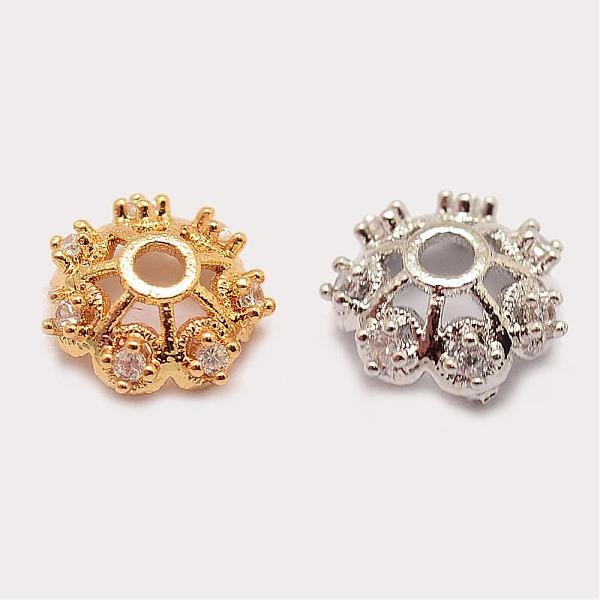 

PandaHall Long-Lasting Plated Brass Micro Pave Grade AAA Cubic Zirconia Fancy Bead Caps, Flower, Multi-Petal, Cadmium Free & Nickel Free &..., Multicolor