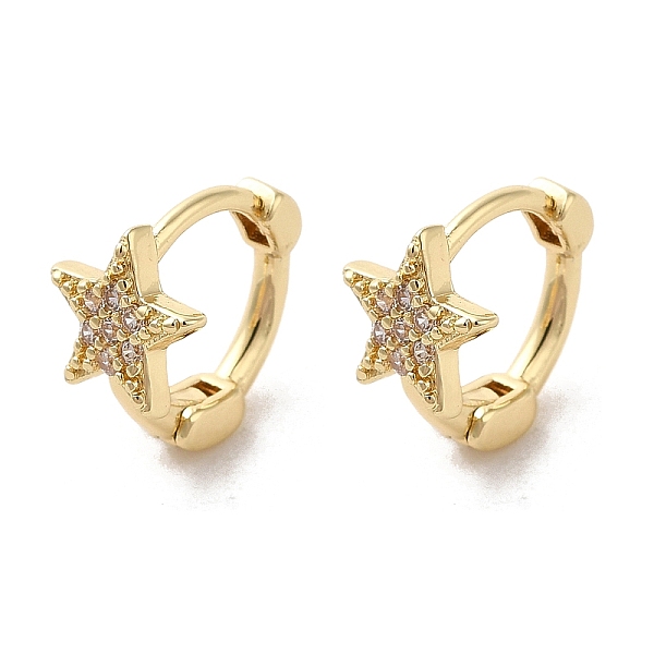 

PandaHall Rack Plating Brass Micro Pave Cubic Zirconia Hoop Earrings, Star, Golden, 11x7.5mm Cubic Zirconia Star Clear
