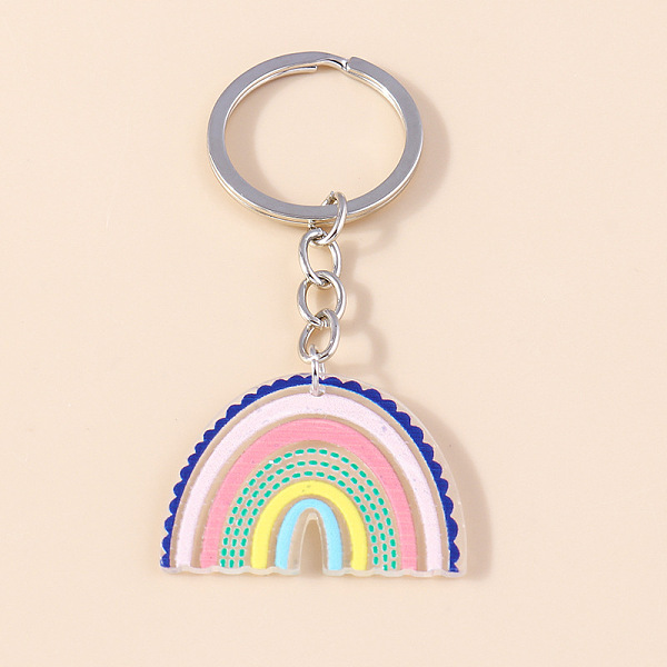 

PandaHall Acrylic Rainbow Pendant Keychain, Iron Key Ring Keychain, Colorful, 8cm Acrylic Rainbow
