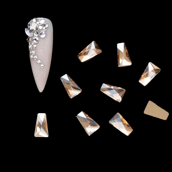 

PandaHall Flat Back Glass Rhinestone Cabochons, Nail Art Decoration Accessories, Faceted, Trapezoid, Light Colorado Topaz, 6x3.5x2mm..., Yellow