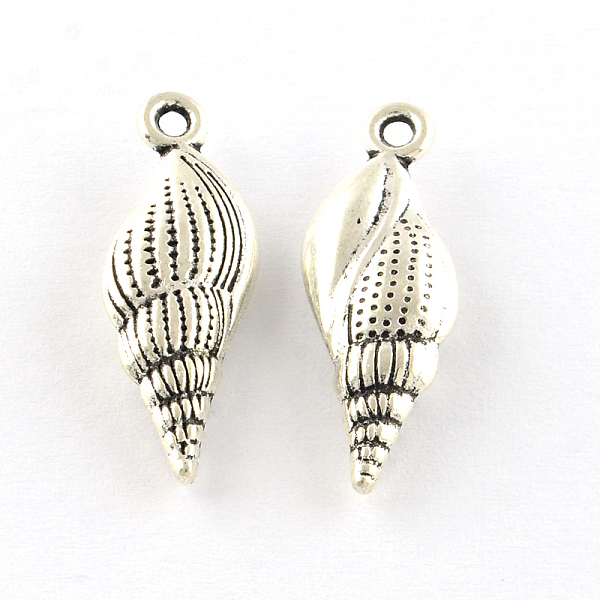 

PandaHall Spiral Shell Tibetan Style Alloy Pendants, Cadmium Free & Lead Free, Antique Silver, 24x8.5x4.5mm, Hole: 1.5mm, about 560pcs/1000g...