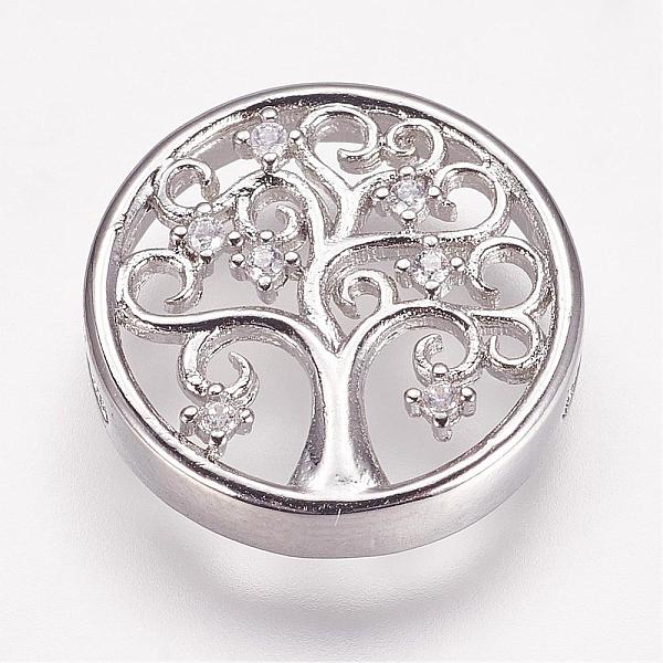 

PandaHall Brass Micro Pave Cubic Zirconia Slide Charms, Flat Round with Tree, Platinum, 15.5x4mm, Hole: 1.5x6mm Brass+Cubic Zirconia Flat...