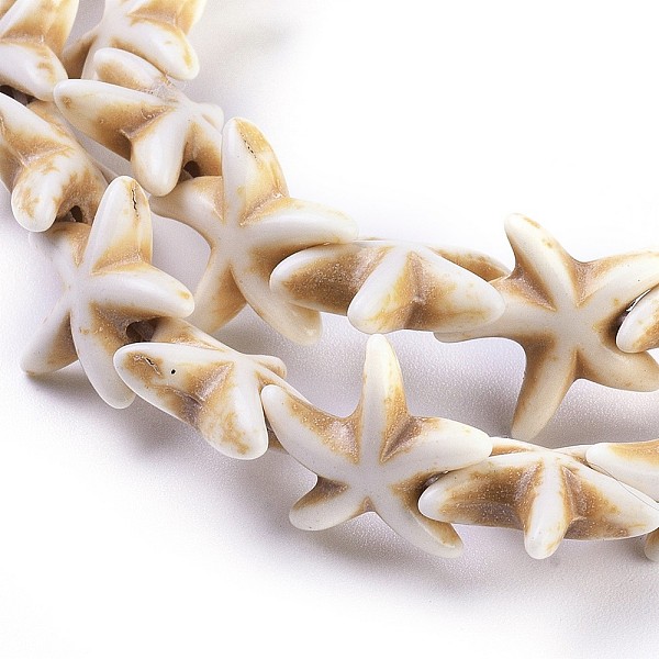 

PandaHall Synthetic Magnesite Bead Strand, Dyed, Starfish/Sea Stars, Tan, 15.5x13.5x5.5mm, Hole: 1mm, about 36pcs/strand, 15.15 inch(38.5cm)..., Orange