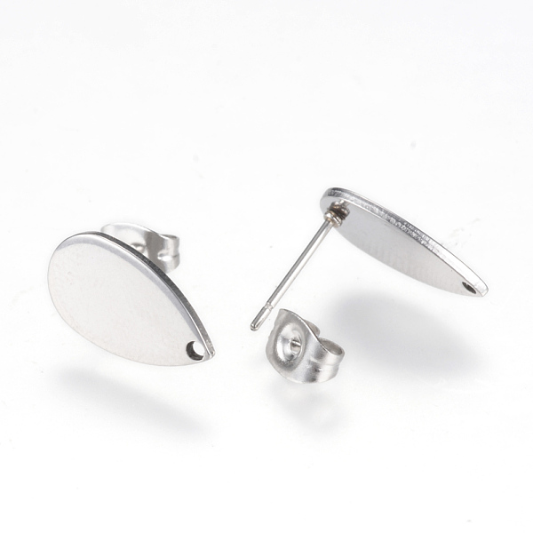 

PandaHall 304 Stainless Steel Stud Earring Findings, with Loop and Flat Plate, Teardrop, Stainless Steel Color, 14x8mm, Hole: 1mm, pin...
