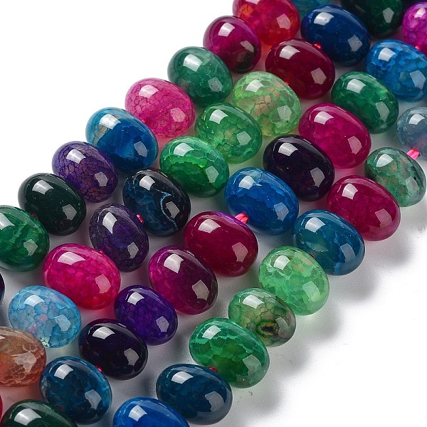 

PandaHall Natural Agate Beads Strands, Dyed & Heated, Egg, Colorful, 12~14x9~10mm, Hole: 1.4mm, about 19~20pcs/strand, 7.48 inch(19cm)...