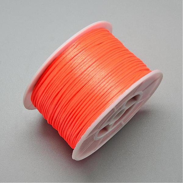 

PandaHall Round Nylon Thread, Rattail Satin Cord, for Chinese Knot Making, Orange Red, 1mm, 100yards/roll Nylon Red