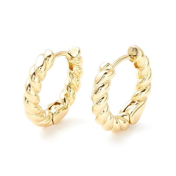 

PandaHall Brass Twisted Rope Chunky Hinged Huggie Hoop Earrings for Women, Cadmium Free & Nickel Free & Lead Free, Real 18K Gold Plated...