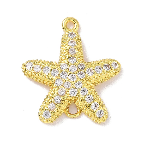 

PandaHall Real 18K Gold Plated Brass Micro Pave Cubic Zirconia Connector Charms, Starfish Links, Clear, 16.5x15x2.5mm, Hole: 1.1mm...