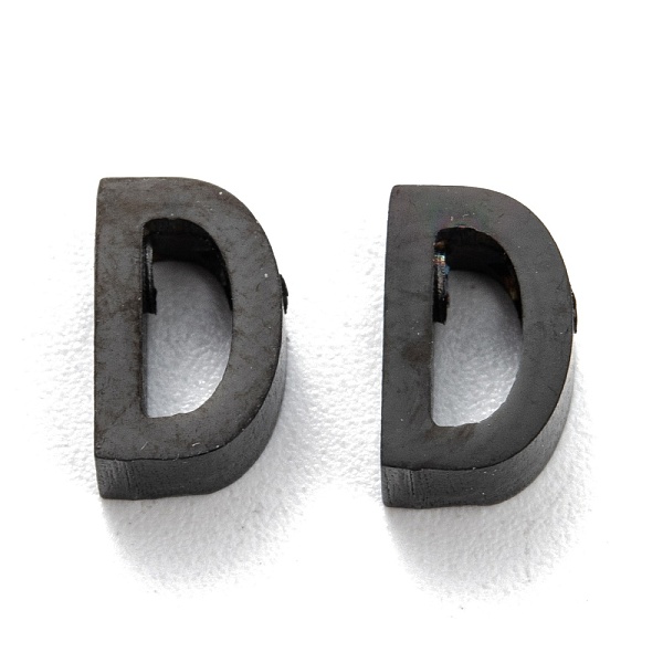 pandahall 304 stainless steel charms, alphabet, electrophoresis black, letter. d, 8x5x3mm, hole: 1.8mm 304 stainless steel letter d