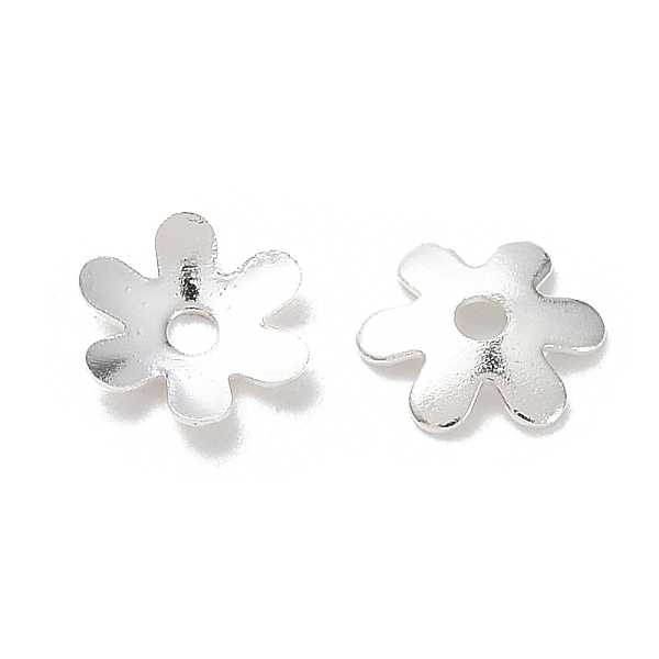 

PandaHall Brass Bead Caps, Cadmium Free & Lead Free, 6-Petal Flower, 925 Sterling Silver Plated, 6x5.5x1mm, Hole: 1.2mm Brass