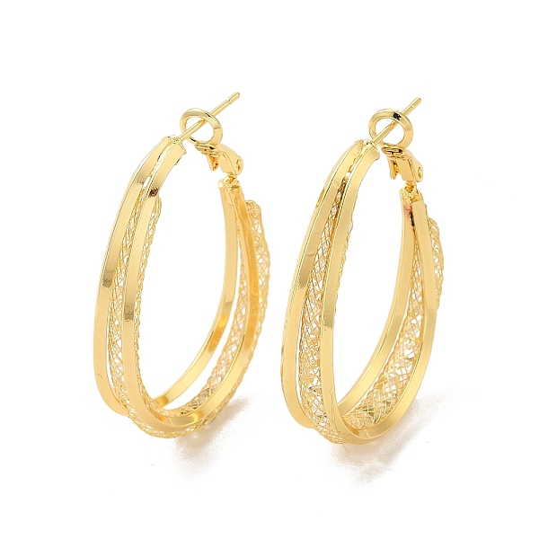 

PandaHall Clear Cubic Zirconia Mesh Round Hoop Earrings, Rack Plating Brass Jewelry for Women, Lead Free & Cadmium Free, Real 18K Gold...