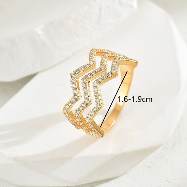 

PandaHall Exquisite minimalist copper inlaid zircon fashion versatile ring ladies party gift. Brass