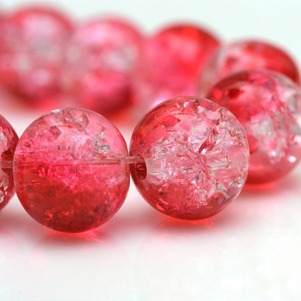 

PandaHall Baking Painted Crackle Glass Beads Strands, Round, Red, 6mm, Hole: hole: 1.3~1.6mm, about 133pcs/strand, 31.4 inch Glass Round Red