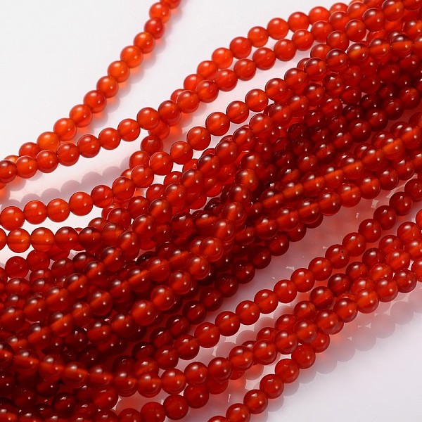 

PandaHall Gemstone Beads Strands, Natural Carnelian, Dyed, Round, 4mm, Hole: 0.8mm, about 94pcs/strand, 15~16 inch Carnelian Round