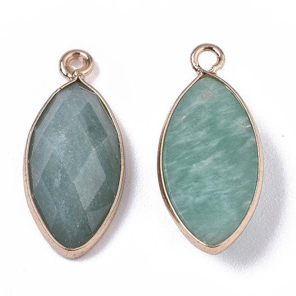 

PandaHall Natural Amazonite Pendants, with Golden Plated Edge Brass Findings, Faceted, Horse Eye, 20x9x5mm, Hole: 1.2mm Amazonite Horse Eye