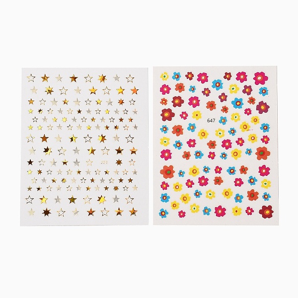 

PandaHall Nail Decals Stickers, Flower Star Stripe Lines Self-adhesive Nail Art Supplies, for Woman Girls DIY Nail Art Design, Mixed Color..., Multicolor