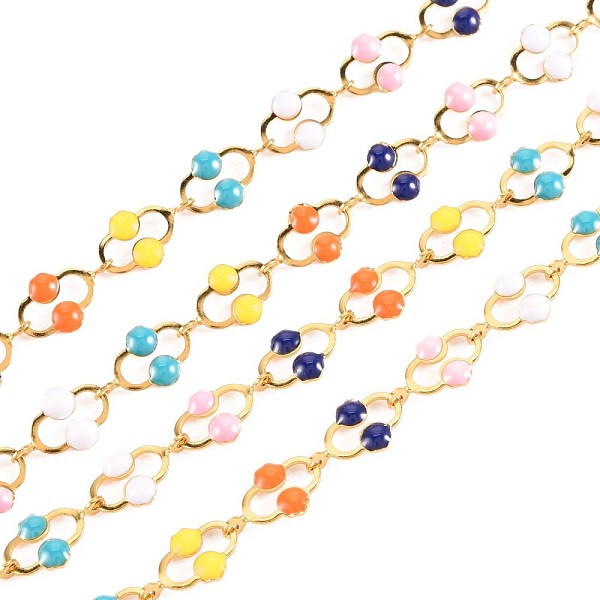 

PandaHall 304 Stainless Steel Oval Link Chains, with Enamel, Real 18K Gold Plated, Soldered, Colorful, 10.5x6.5x1mm, about 3.28 Feet...
