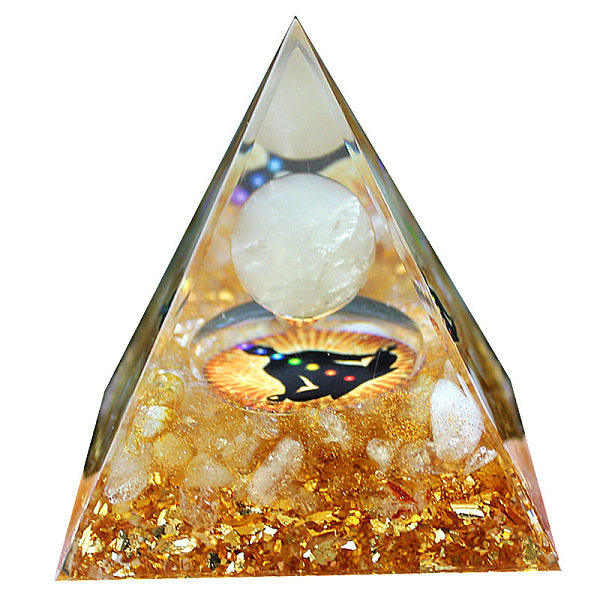 

PandaHall Orgonite Pyramid Resin Energy Generators, Reiki Natural Yellow Quartz Chips Inside for Home Office Desk Decoration, 60mm Yellow...