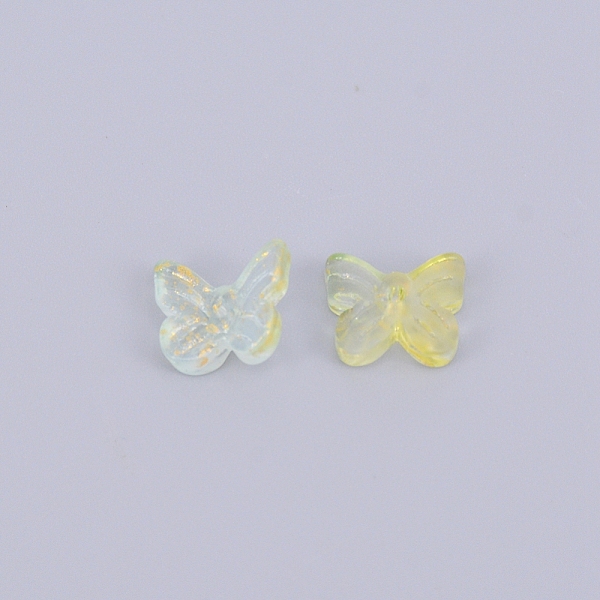 

PandaHall Transparent & Frosted Czech Glass Beads, with Glitter Powder, Butterfly, Green Yellow, 9.5x11x3.8~4.5mm, Hole: 1.2mm Czech Glass...
