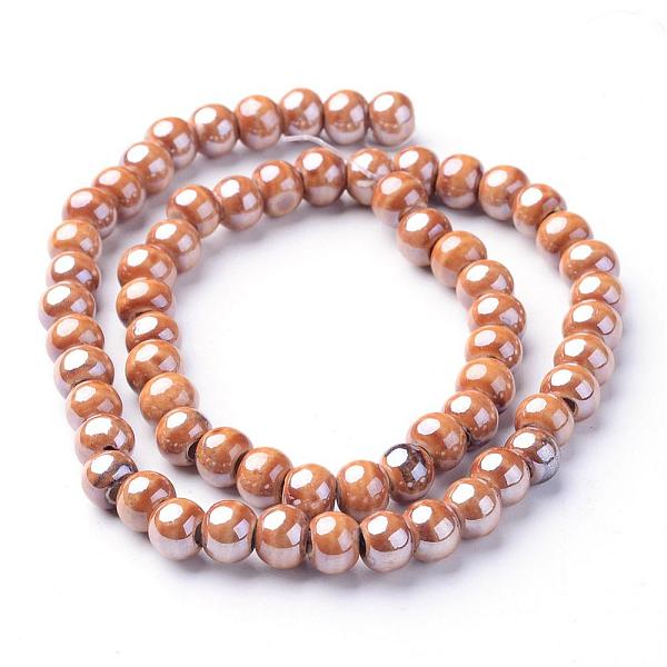 

PandaHall Handmade Porcelain Beads, Bright Glazed Porcelain, Rondelle, Camel, 7x5mm, Hole: 2mm, about 65pcs/strand, 13.3 inch Porcelain..., Brown
