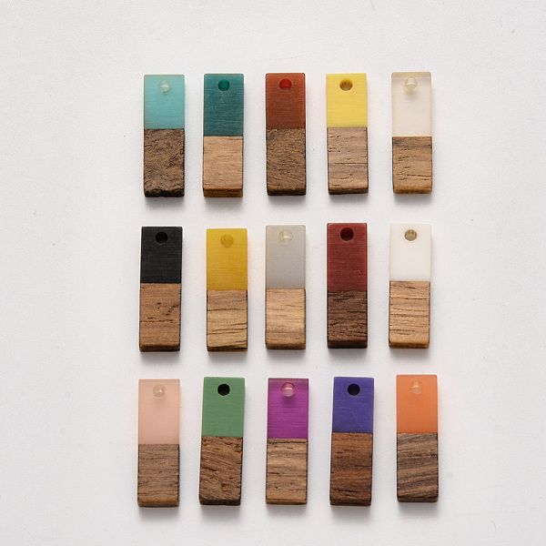 

PandaHall Resin & Walnut Wood Pendants, Rectangle, Mixed Color, 20x6.5x3mm, Hole: 1.8mm Resin+Wood Rectangle Multicolor