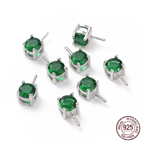 

PandaHall Rhodium Plated 925 Sterling Silver Peg Bails, with Cubic Zirconia, Square, Platinum, Green, 9x4x4.5mm, Hole: 2.5x1.5mm, Pin: 0.6mm...