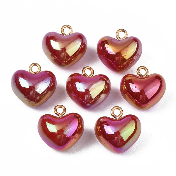 

PandaHall Electroplate Acrylic Pendants, Cadmium Free & Lead Free, with Brass Findings, Heart, FireBrick, 18~19x18x13mm, Hole: 2.5mm..., Red
