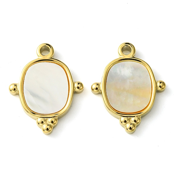 

PandaHall Ion Plating(IP) 304 Stainless Steel Pave Shell Pendants, Oval Charms, Real 14K Gold Plated, 21x17x3mm, Hole: 2mm Shell Oval