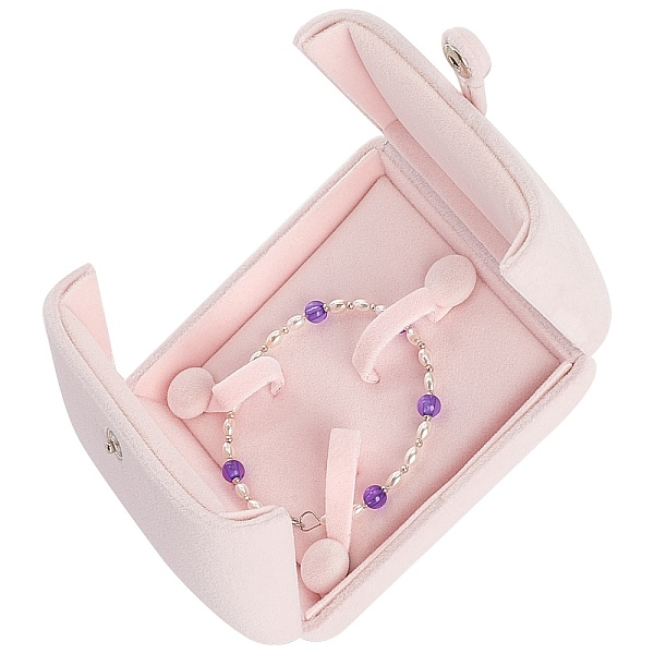 

PandaHall GORGECRAFT Pink Necklace Box Velvet Double Open Jewelry Displays Storage Case Pendant Earrings Gift Box Showcase for Birthday...