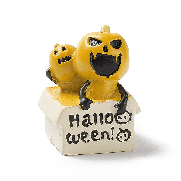 

PandaHall Halloween Theme Mini Resin Home Display Decorations, Pumpkin Character with Box, Gold, 28x23x37mm Resin Pumpkin Gold