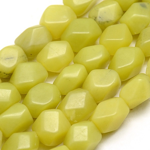 

PandaHall Natural Lemon Jade Polygon Beads Strands, 10x7.5~9mm, Hole: 1mm, 37pcs/strand, 15.3 inch Lemon Jade Polygon