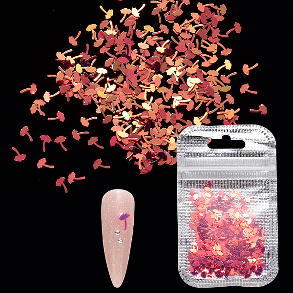 

PandaHall Shining Nail Art Glitter, Manicure Sequins, DIY Sparkly Paillette Tips Nail, Mushroom, Orange Red, 5.5x4x0.2mm, about 2g/bag...