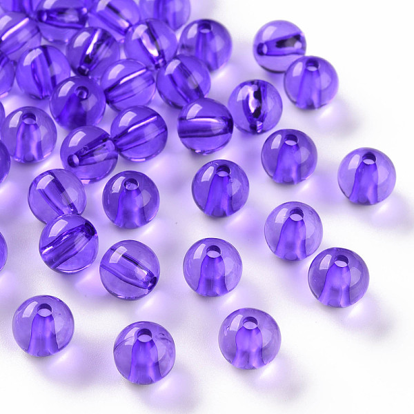 

PandaHall Transparent Acrylic Beads, Round, Blue Violet, 10x9mm, Hole: 2mm, about 940pcs/500g Acrylic Round